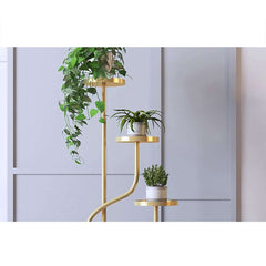 Modern Faux Marble and Gold Metal 3-Tier Round Ladder Plant Stand