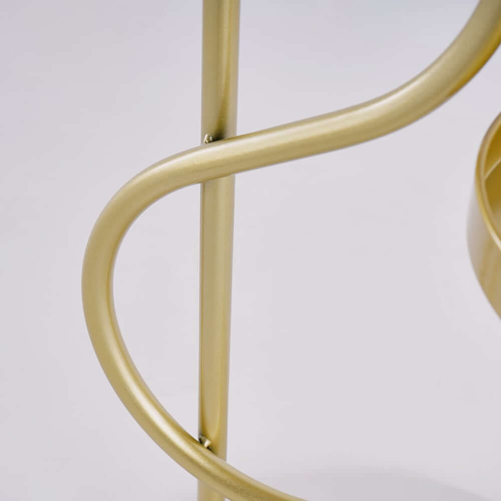 Modern Faux Marble and Gold Metal 3-Tier Round Ladder Plant Stand