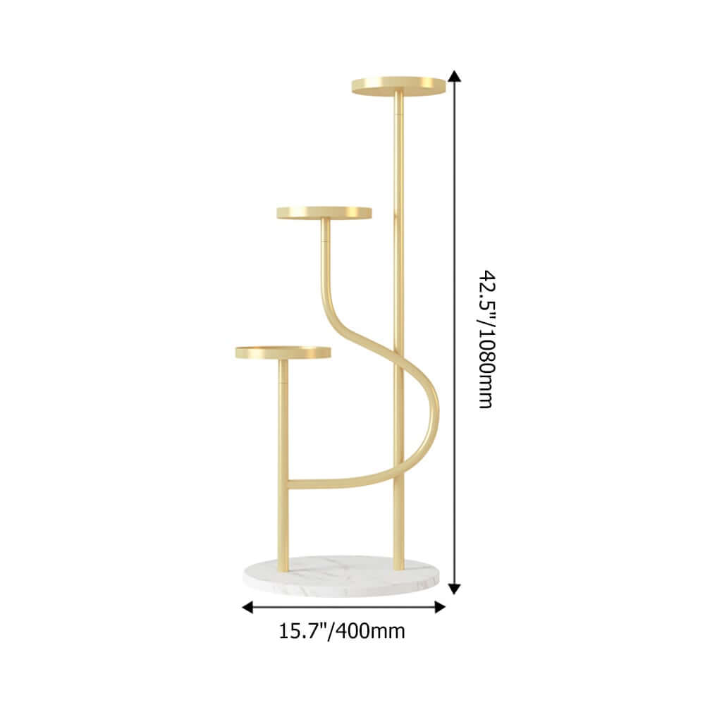 Modern Faux Marble and Gold Metal 3-Tier Round Ladder Plant Stand Dimensions