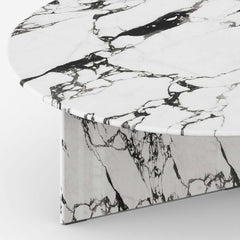 Modern Faux Marble Coffee Table With Double Pedestal Base