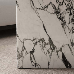 Modern Faux Marble Coffee Table With Double Pedestal Base
