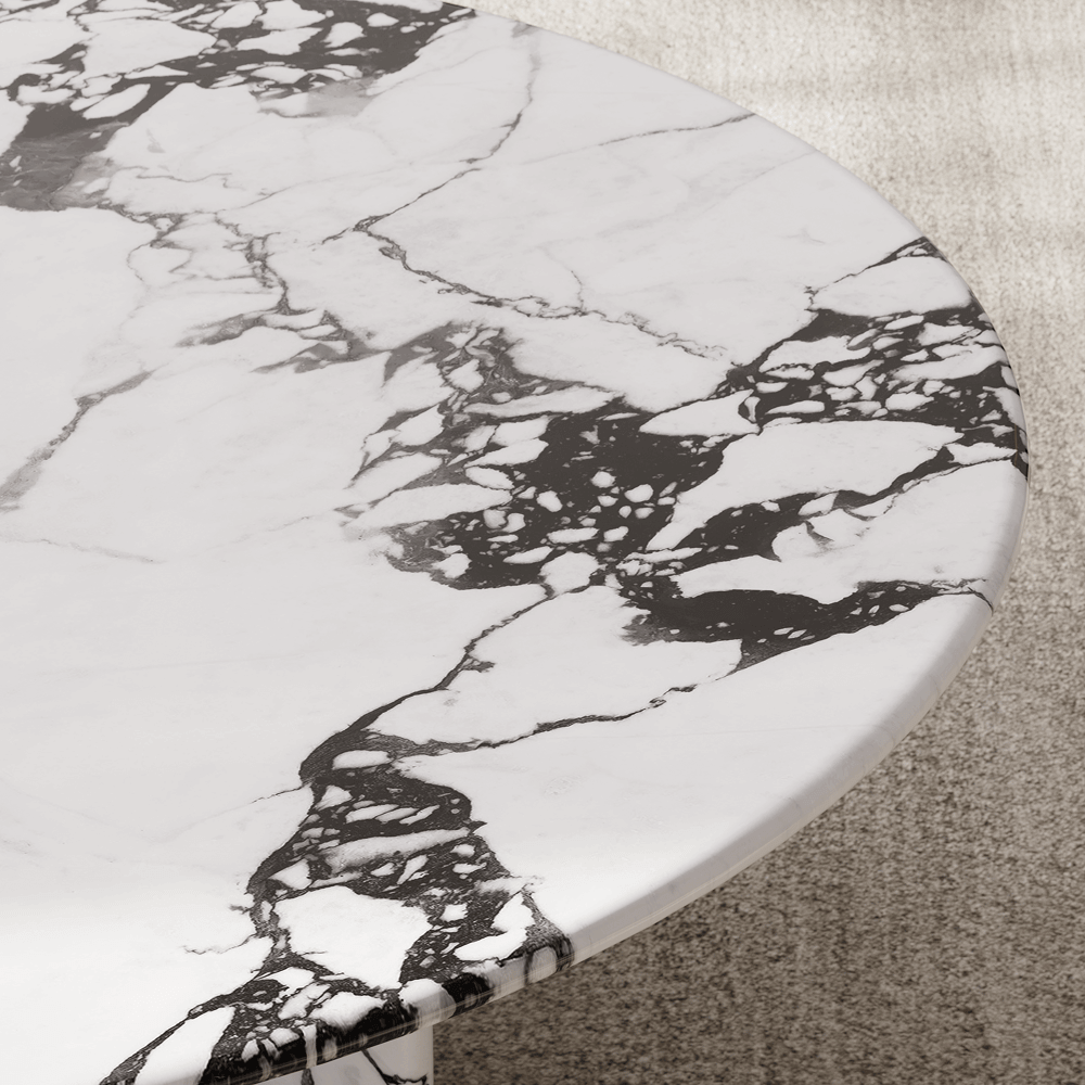 Modern Faux Marble Coffee Table With Double Pedestal Base