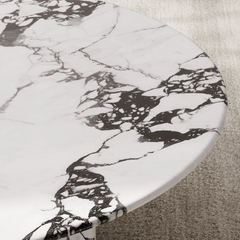 Modern Faux Marble Coffee Table With Double Pedestal Base