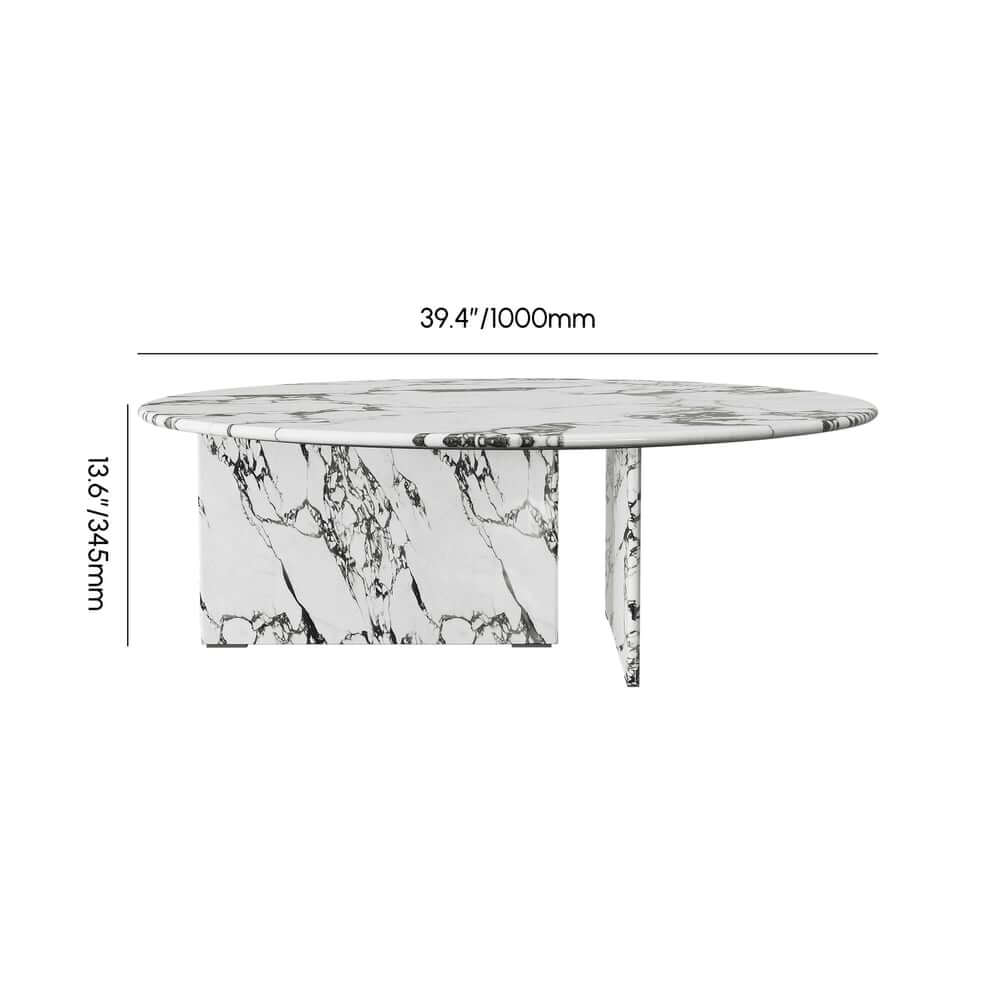 Modern Faux Marble Coffee Table With Double Pedestal Base Dimensions
