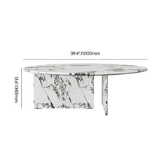 Modern Faux Marble Coffee Table With Double Pedestal Base Dimensions