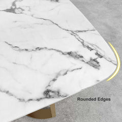 Modern Faux Marble Dining Table, Double Pedestal, 6 Seats