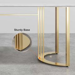 Modern Faux Marble Dining Table, Double Pedestal, 6 Seats
