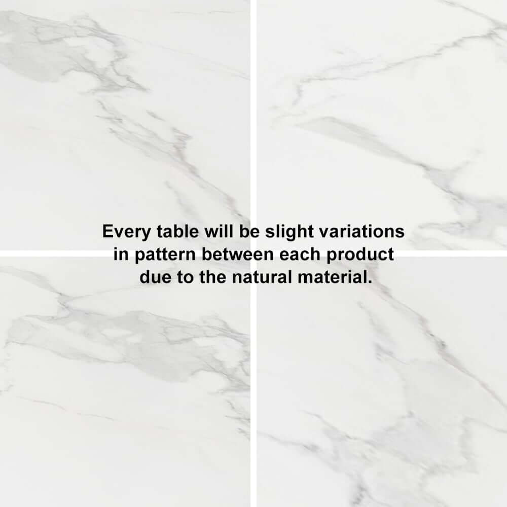 Modern Faux Marble Dining Table, Double Pedestal, 6 Seats
