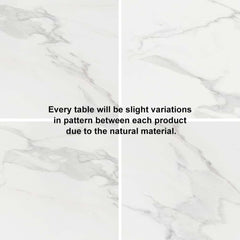 Modern Faux Marble Dining Table, Double Pedestal, 6 Seats