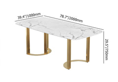 Modern Faux Marble Dining Table, Double Pedestal, 6 Seats Dimensions