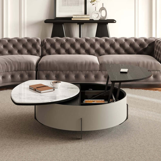 Modern Faux Marble Lift-Top Coffee Table With Storage