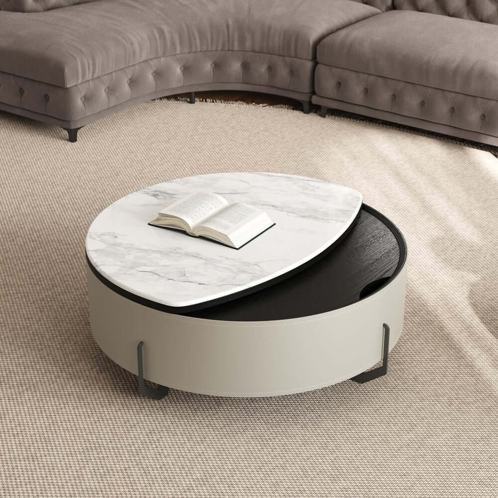Modern Faux Marble Lift-Top Coffee Table With Storage