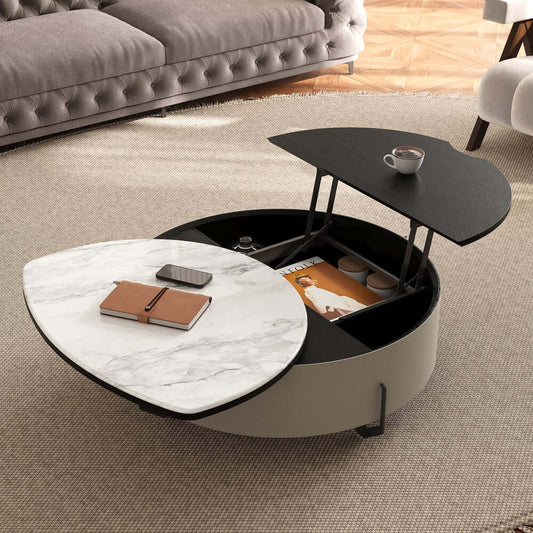 Modern Faux Marble Lift-Top Coffee Table With Storage Main Product Image