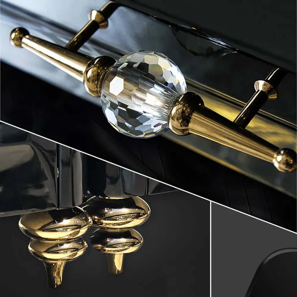 Modern Faux Marble TV Stand With Brass Handles