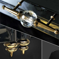 Modern Faux Marble TV Stand With Brass Handles