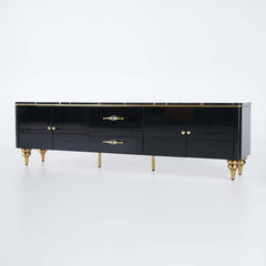 Modern Faux Marble TV Stand With Brass Handles