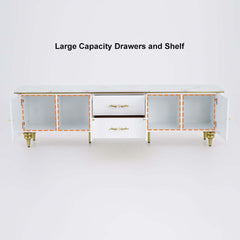Modern Faux Marble TV Stand With Brass Handles