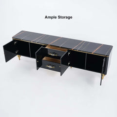 Modern Faux Marble TV Stand With Brass Handles