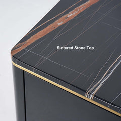 Modern Faux Marble TV Stand With Brass Handles