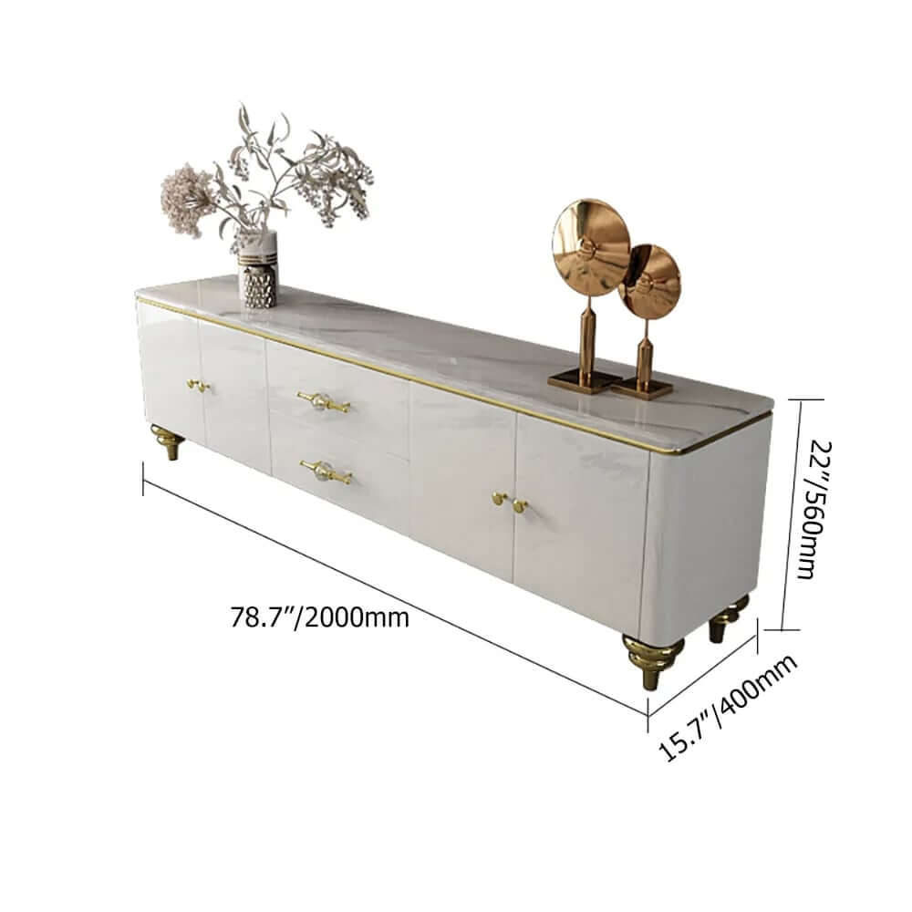 Modern Faux Marble TV Stand With Brass Handles Dimensions