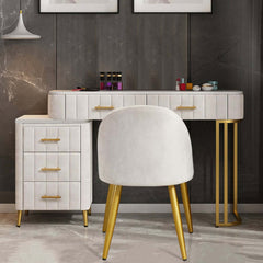 Modern Faux Marble Vanity Set With Stool - White & Gold