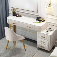 Modern Faux Marble Vanity Set With Stool - White & Gold