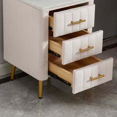 Modern Faux Marble Vanity Set With Stool - White & Gold