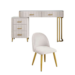 Modern Faux Marble Vanity Set With Stool - White & Gold