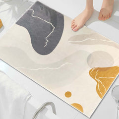 Modern Faux Wool Geometric Bath Rug Set in Multi-Color Abstract Design