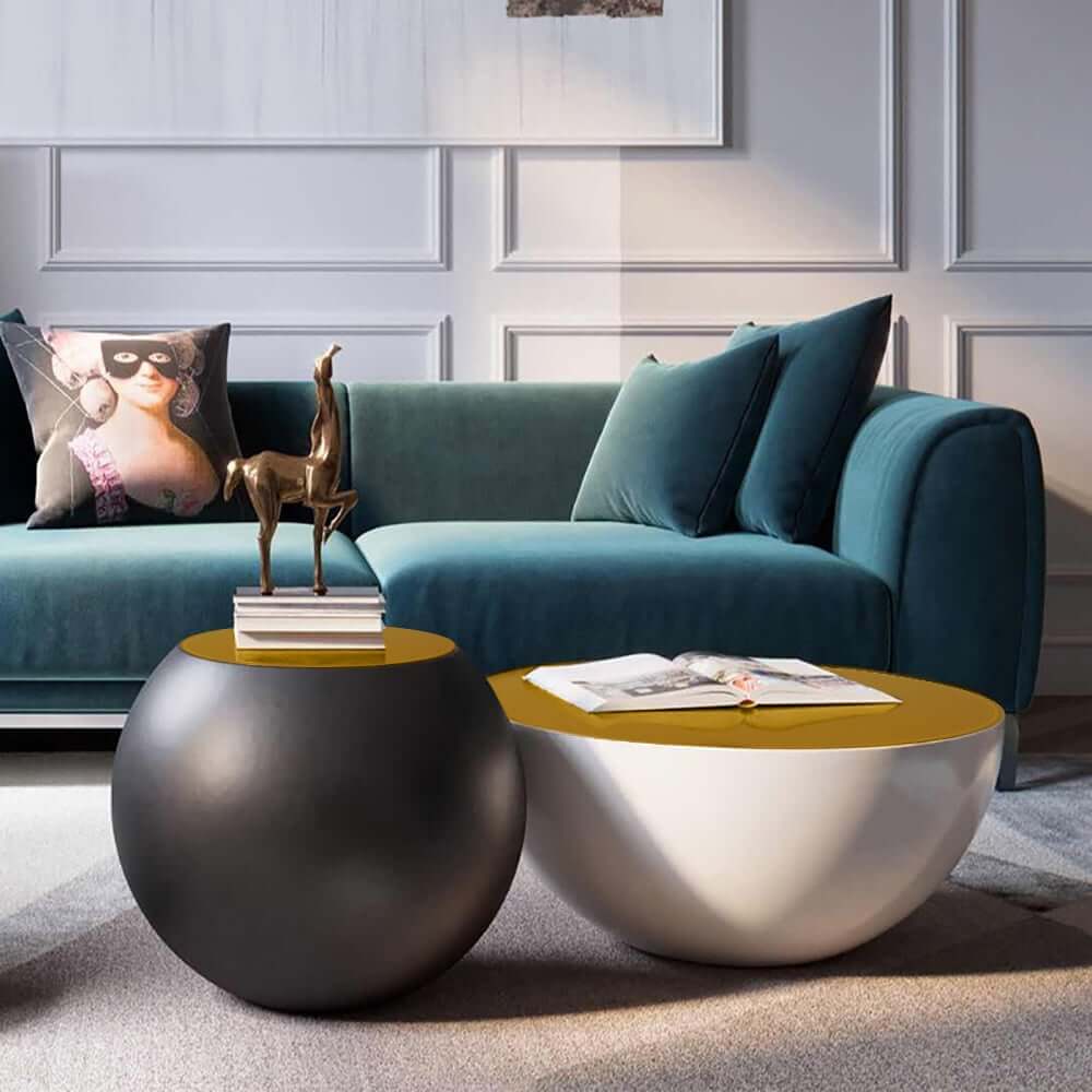 Modern Fiberglass Round Coffee Table Set, No Assembly