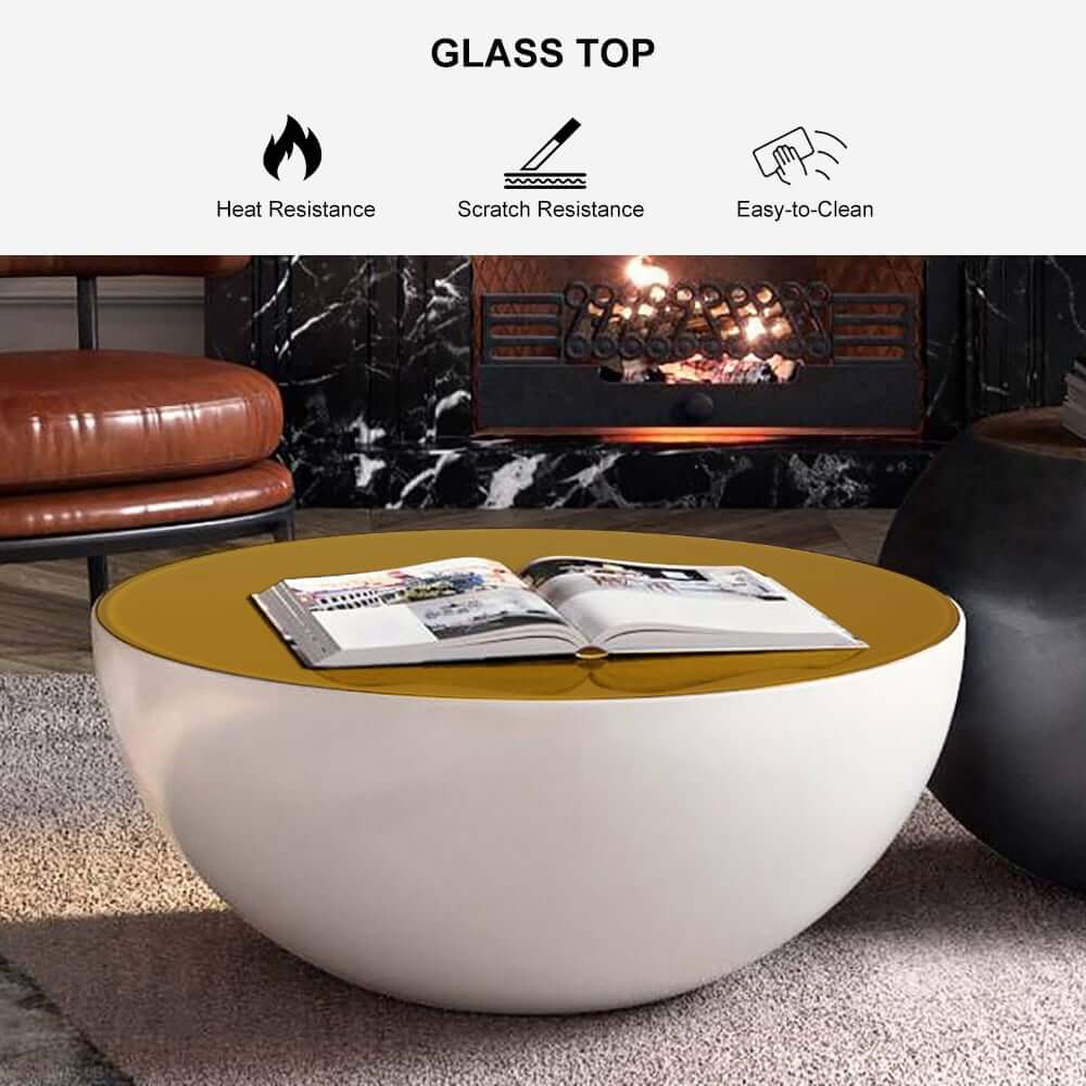 Modern Fiberglass Round Coffee Table Set, No Assembly