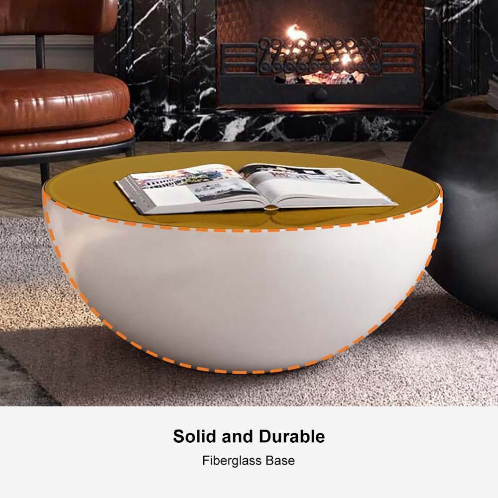 Modern Fiberglass Round Coffee Table Set, No Assembly