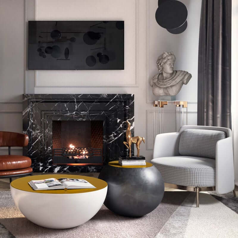 Modern Fiberglass Round Coffee Table Set, No Assembly