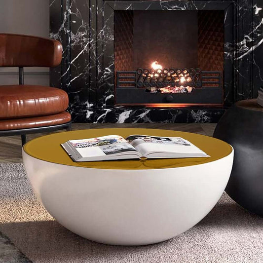 Modern Fiberglass Round Coffee Table Set, No Assembly Main Product Image
