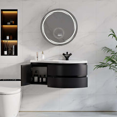 Modern Floating Bathroom Vanity with Integrated Stone Resin Sink