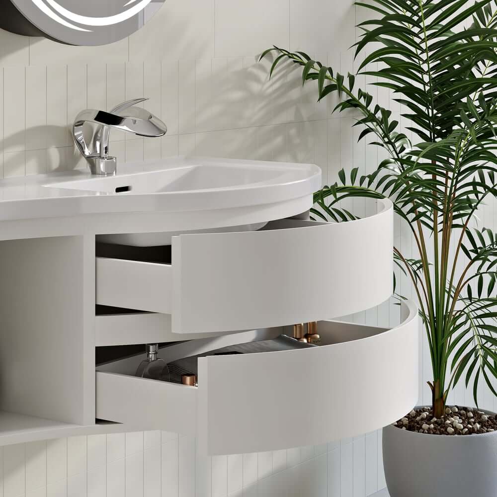 Modern Floating Bathroom Vanity with Integrated Stone Resin Sink