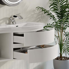 Modern Floating Bathroom Vanity with Integrated Stone Resin Sink