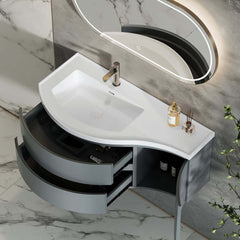 Modern Floating Bathroom Vanity with Integrated Stone Resin Sink