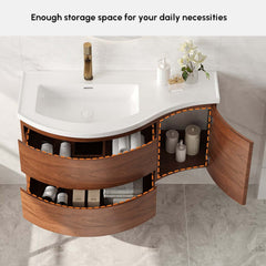 Modern Floating Bathroom Vanity with Integrated Stone Resin Sink