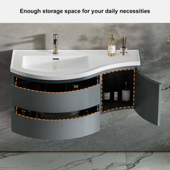 Modern Floating Bathroom Vanity with Integrated Stone Resin Sink