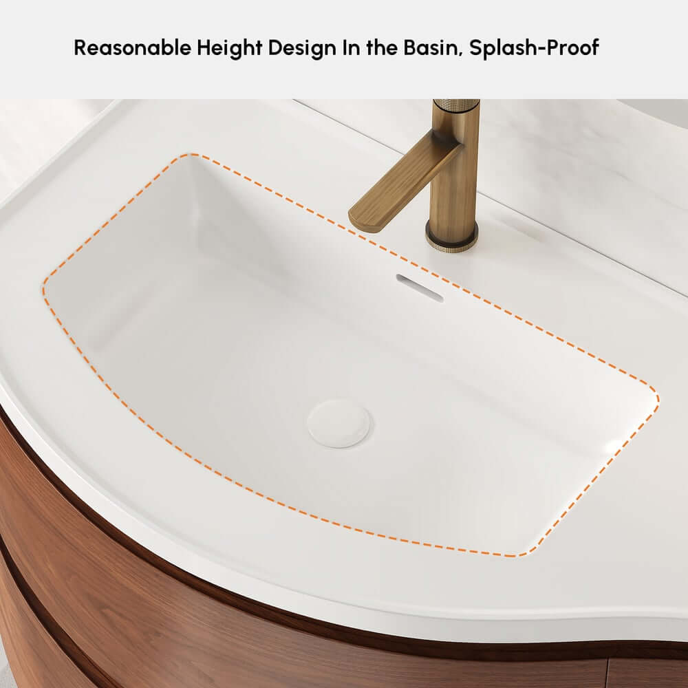 Modern Floating Bathroom Vanity with Integrated Stone Resin Sink