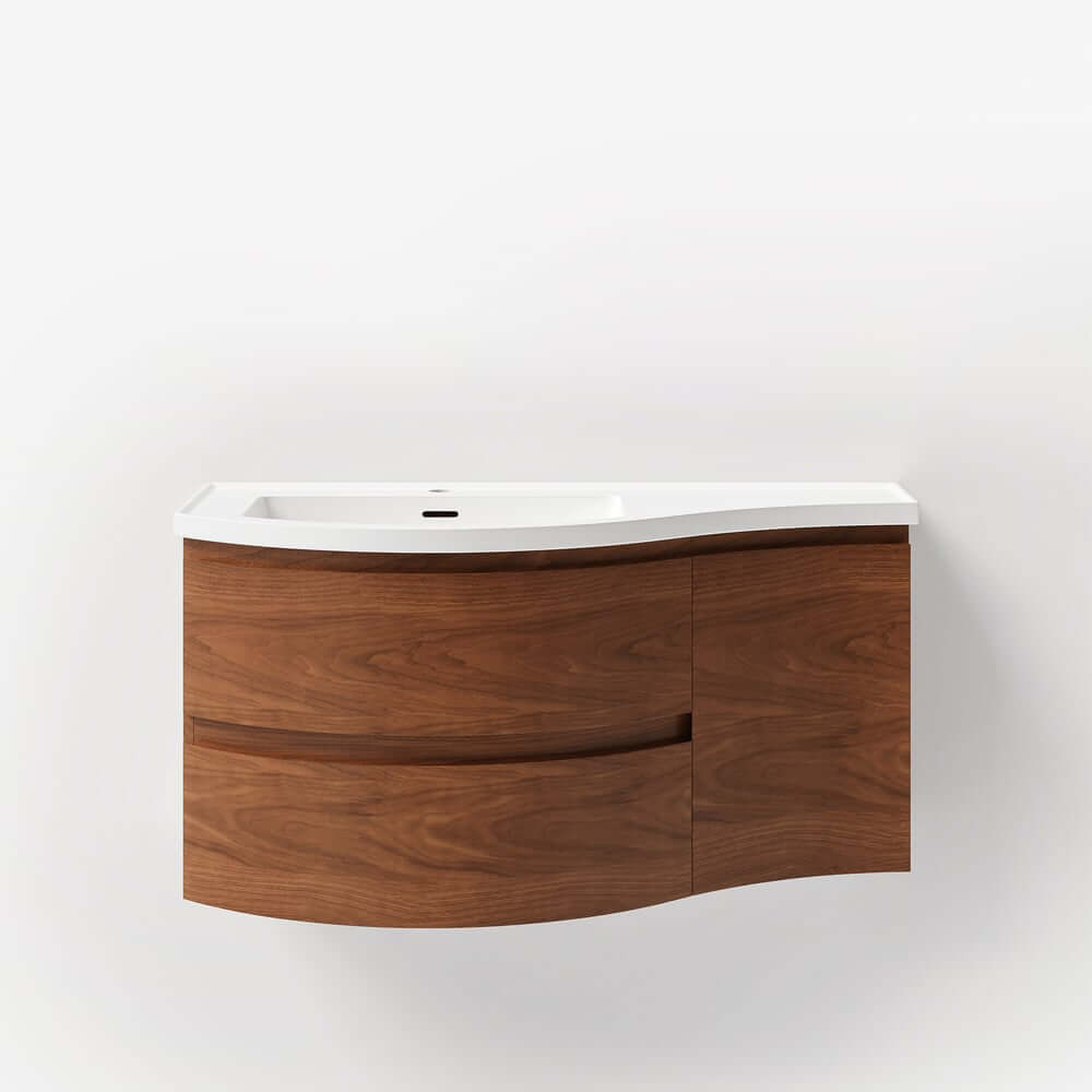 Modern Floating Bathroom Vanity with Integrated Stone Resin Sink
