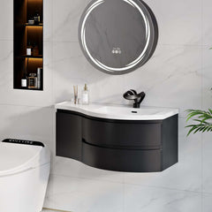 Modern Floating Bathroom Vanity with Integrated Stone Resin Sink