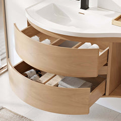 Modern Floating Bathroom Vanity with Integrated Stone Resin Sink