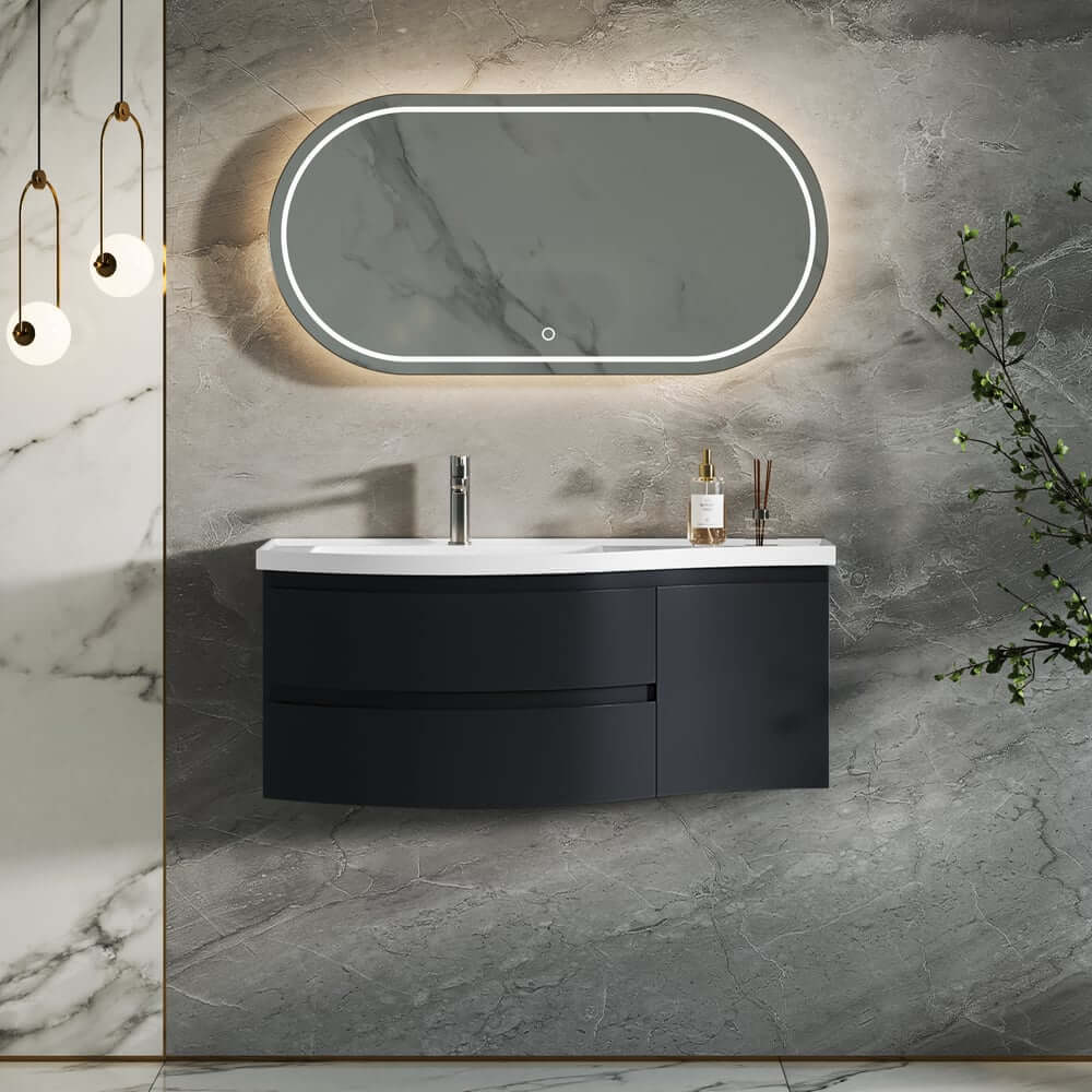 Modern Floating Bathroom Vanity with Integrated Stone Resin Sink