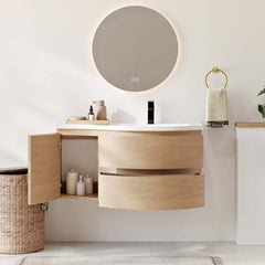 Modern Floating Bathroom Vanity with Integrated Stone Resin Sink
