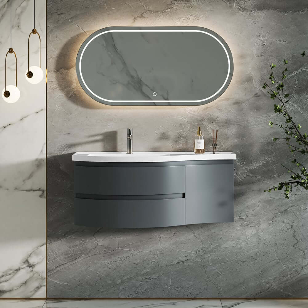 Modern Floating Bathroom Vanity with Integrated Stone Resin Sink