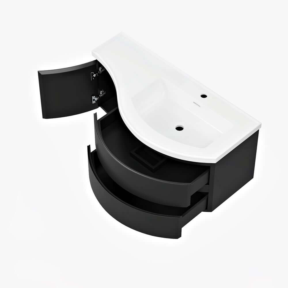 Modern Floating Bathroom Vanity with Integrated Stone Resin Sink