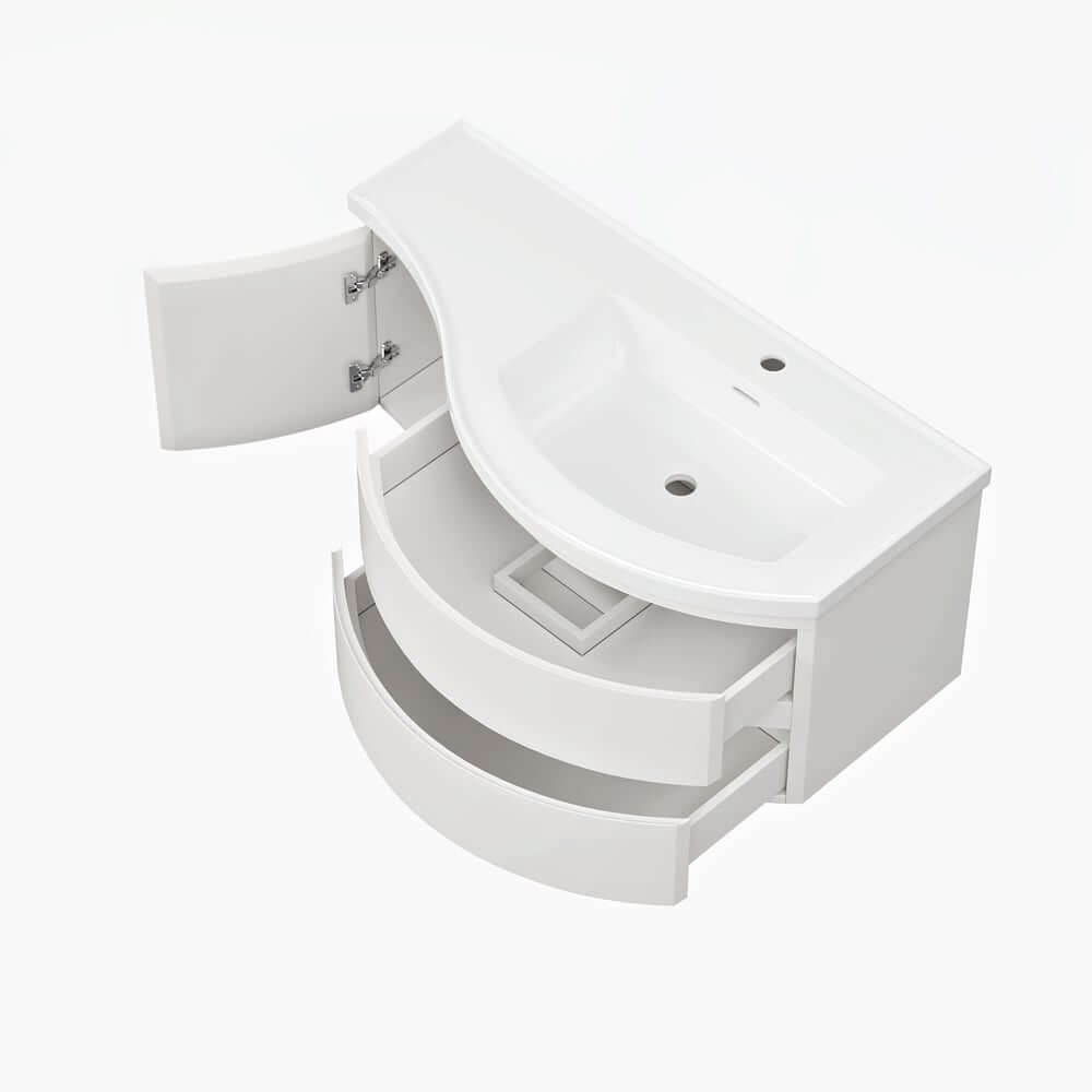 Modern Floating Bathroom Vanity with Integrated Stone Resin Sink