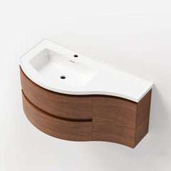 Modern Floating Bathroom Vanity with Integrated Stone Resin Sink